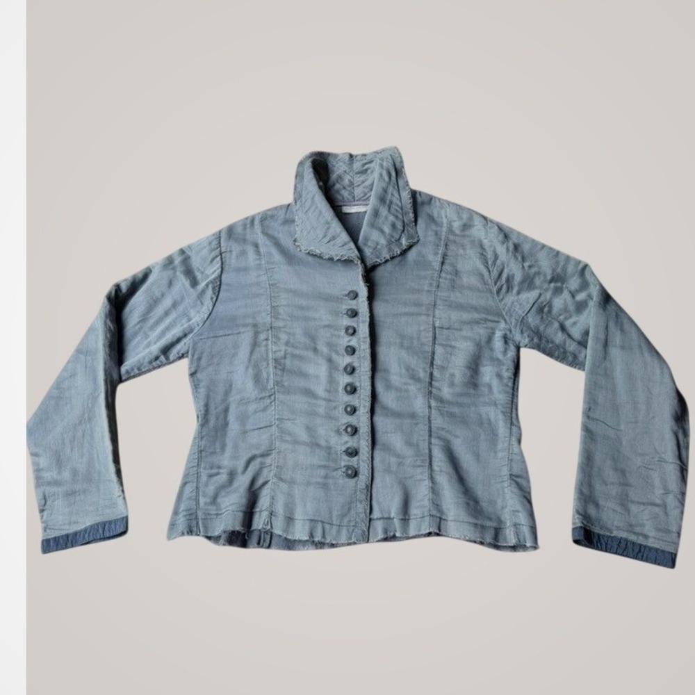Krista Larson Military Steampunk Jacket Women OS Grey Cotton Lagenlook Victorian - Picture 2 of 9
